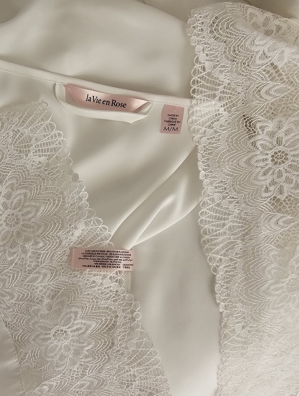 La Vie en Rose White Satin Kimono Robe - Picture 11 of 16